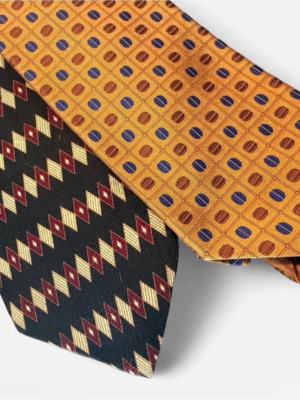 Talbots Two-Tone Men's Ties in Gold and Black with Navy & Burgundy Accents